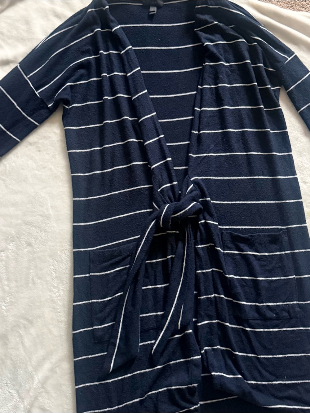 Xs Striped J crew long Navy Tie-Front Women's Sweater Cardigan